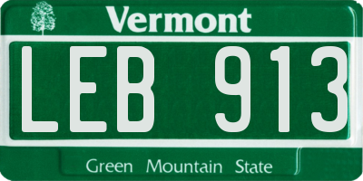 VT license plate LEB913
