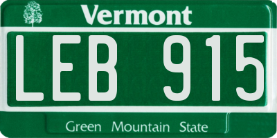 VT license plate LEB915
