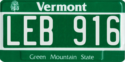 VT license plate LEB916