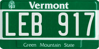VT license plate LEB917