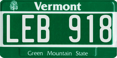 VT license plate LEB918