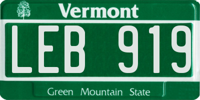 VT license plate LEB919