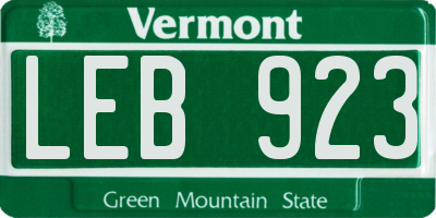 VT license plate LEB923