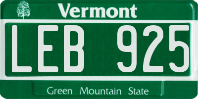 VT license plate LEB925