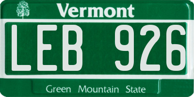 VT license plate LEB926