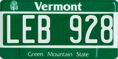 VT license plate LEB928