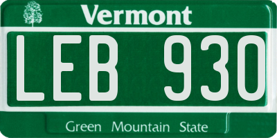 VT license plate LEB930