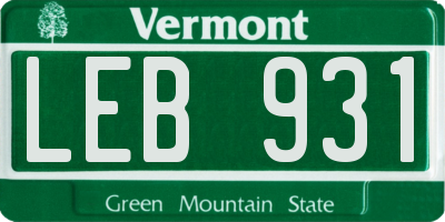 VT license plate LEB931