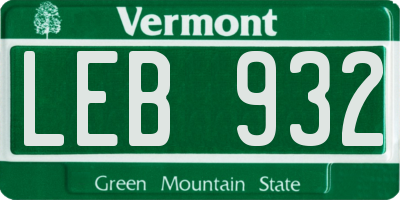 VT license plate LEB932
