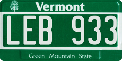 VT license plate LEB933