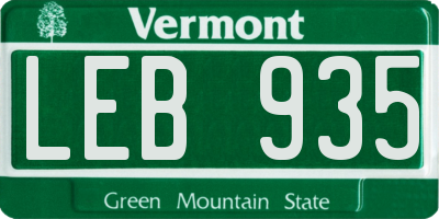 VT license plate LEB935