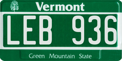 VT license plate LEB936