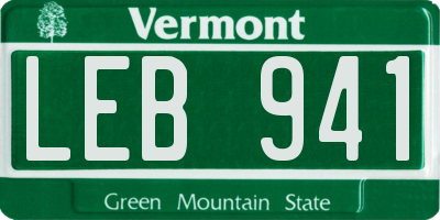 VT license plate LEB941
