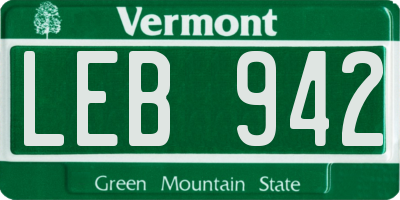 VT license plate LEB942