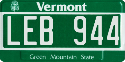 VT license plate LEB944