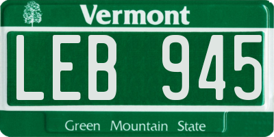 VT license plate LEB945