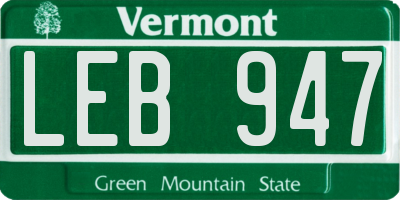 VT license plate LEB947