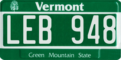 VT license plate LEB948