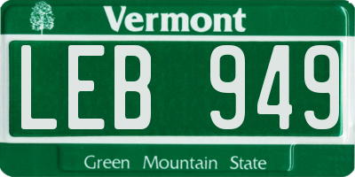 VT license plate LEB949