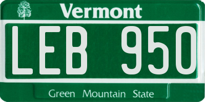 VT license plate LEB950
