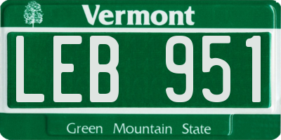 VT license plate LEB951