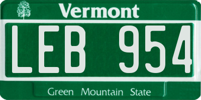 VT license plate LEB954