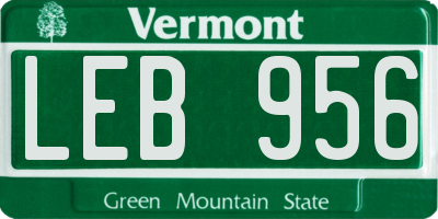 VT license plate LEB956