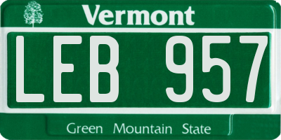 VT license plate LEB957