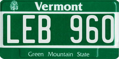 VT license plate LEB960