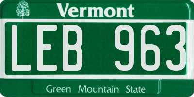 VT license plate LEB963