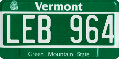 VT license plate LEB964