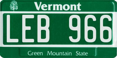 VT license plate LEB966