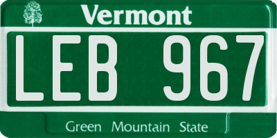 VT license plate LEB967
