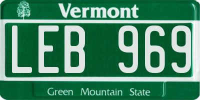 VT license plate LEB969