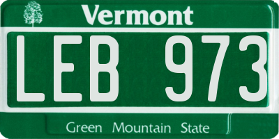 VT license plate LEB973