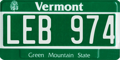 VT license plate LEB974