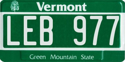 VT license plate LEB977
