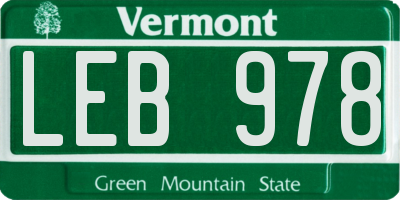 VT license plate LEB978