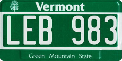 VT license plate LEB983