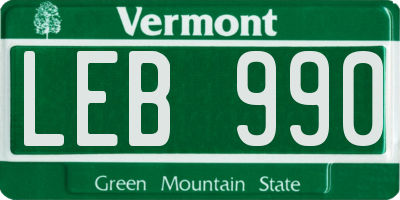 VT license plate LEB990