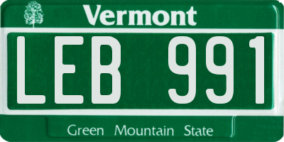 VT license plate LEB991