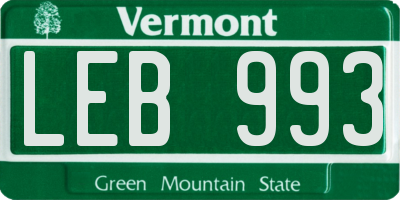 VT license plate LEB993