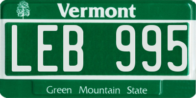 VT license plate LEB995