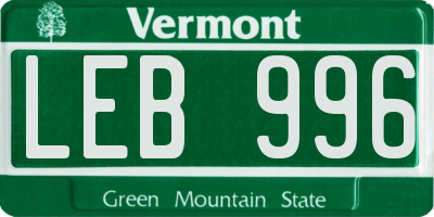 VT license plate LEB996