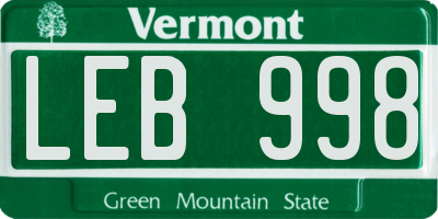 VT license plate LEB998