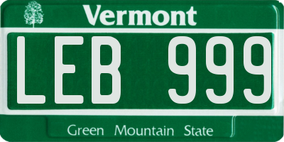 VT license plate LEB999