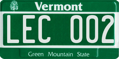 VT license plate LEC002