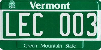 VT license plate LEC003