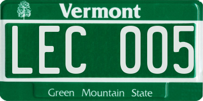 VT license plate LEC005