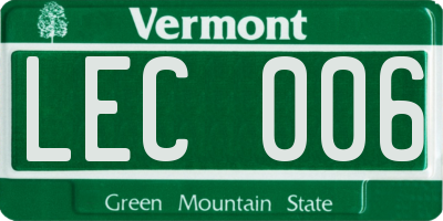 VT license plate LEC006